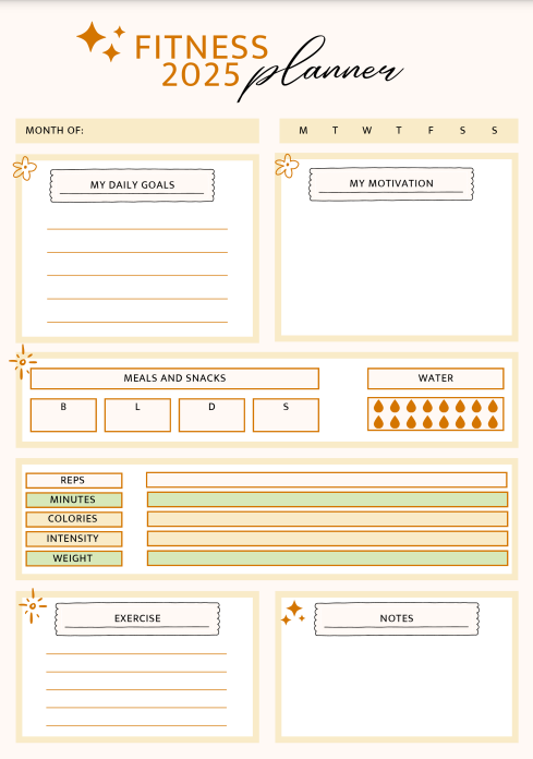 2025 Fitness Planner Sheet